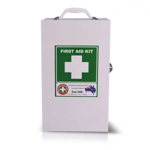 Closed White First Aid Kit with green cross in the centre
